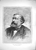 Original Old Antique Print 1883 Portrait Gambetta French Orator Statesman 0 19th