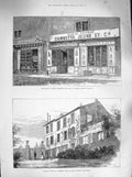 Original Old Antique Print 1883 Houe Gambetta Cahors France Ville D'Avray Paris