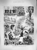 Old Antique Print 1883 Holiday Entertainment Hengler'S Circus Horses Pig 19th