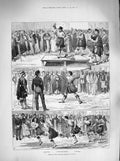 Original Old Antique Print 1883 Games Highland Brigade Cairo Egypt Hammer Sword