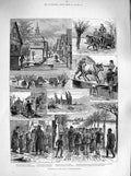 Original Old Antique Print 1883 Inundations River Rhine Floods Hesse-Darmstadt