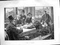 Original Old Antique Print 1883 Men Playing Game Dominoes Knowles Fine Art 19th