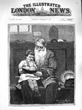 Original Old Antique Print 1883 On Duty Man Church Pew Little Boy Bible Art