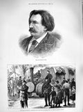 Original Old Antique Print 1883 Gustave Dore Ireland Boycotted Goods Thurles