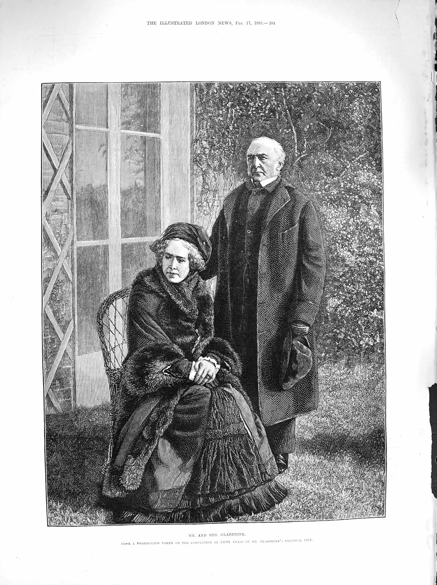 Original Old Antique Print 1883 Portrait Mr And Mrs Gladstone Fine Art 19th
