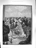 Original Old Antique Print 1883 Highland Ball Dancing Willis'S Rooms Scotland