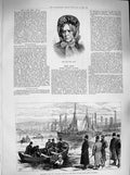 Original Old Antique Print 1883 Bray Writer Diver Basin Canal Dock Dublin Ships