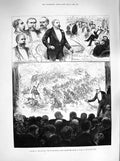 Original Old Antique Print 1883 Lecture Egyptian War Melton Prior Savage Club
