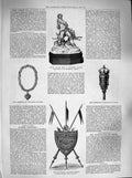 Old Antique Print 1883 Prize Plate Coursing Bannockburn Shield Lewes Mace 19th