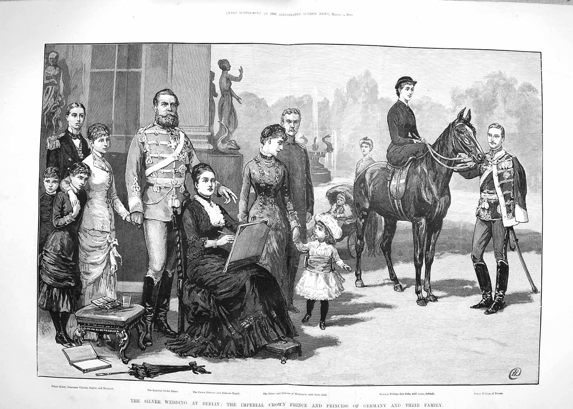 Old Antique Print 1883 Silver Wedding Berlin Princess Meiningen William 19th