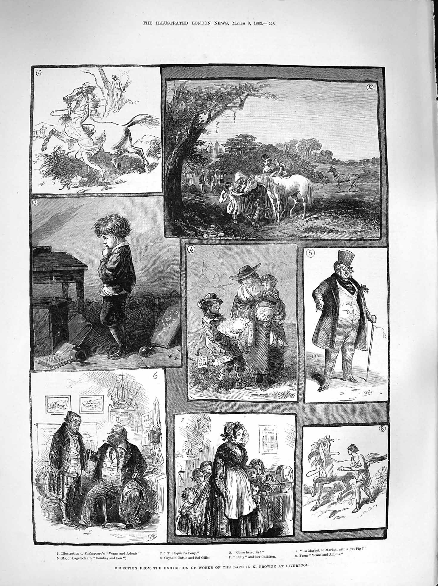 Original Old Antique Print 1883 Art Works Browne Liverpool Cuttle Venus Adonis