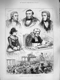 Old Antique Print 1883 Royal Courts Justice Hyland Biggar Russell Clarke 19th