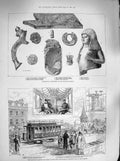 Old Antique Print 1883 Electric Tramway-Car Kew Babylonian British Museum 19th