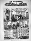 Original Old Antique Print 1883 Explosion Government Offices Westminster London