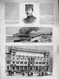 Old Antique Print 1883 Edwards Fire Pier Nice Gallery Painters Piccadilly 19th