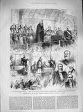 Original Old Antique Print 1883 City London Lord Wolseley Alcester Guildhall