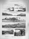 Original Old Antique Print 1883 New Guinea Ethel Island Fairfax Harbour Moresby