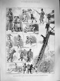 Original Old Antique Print 1883 Military Assault Arms Royal Albert Egyptian War