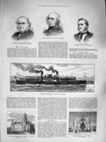 Original Old Antique Print 1883 Passenger Steam Boat Sydney Malahide Wyat 19th