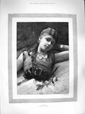 Original Old Antique Print 1883 Portrait Beautiful Girl Haidee F 19th