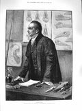 Original Old Antique Print 1883 Portrait School Teacher Professor Man Victorian