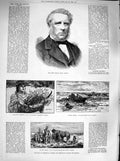 Old Antique Print 1883 Samuel Read Artist Mistletoe Lobster Fishers Farm 19th