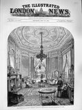 Old Antique Print 1883 Boudoir Pavilion Prince Wales Fisheries Exhibition 19th