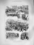Original Old Antique Print 1883 Derby Day Langham Epsom Horse Racing Sport 19th