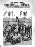 Old Antique Print 1883 Coronation Fetes Moscow Baskets Food Poor People 19th