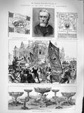 Original Old Antique Print 1883 John Bright Birmingahm Alderman White Aston