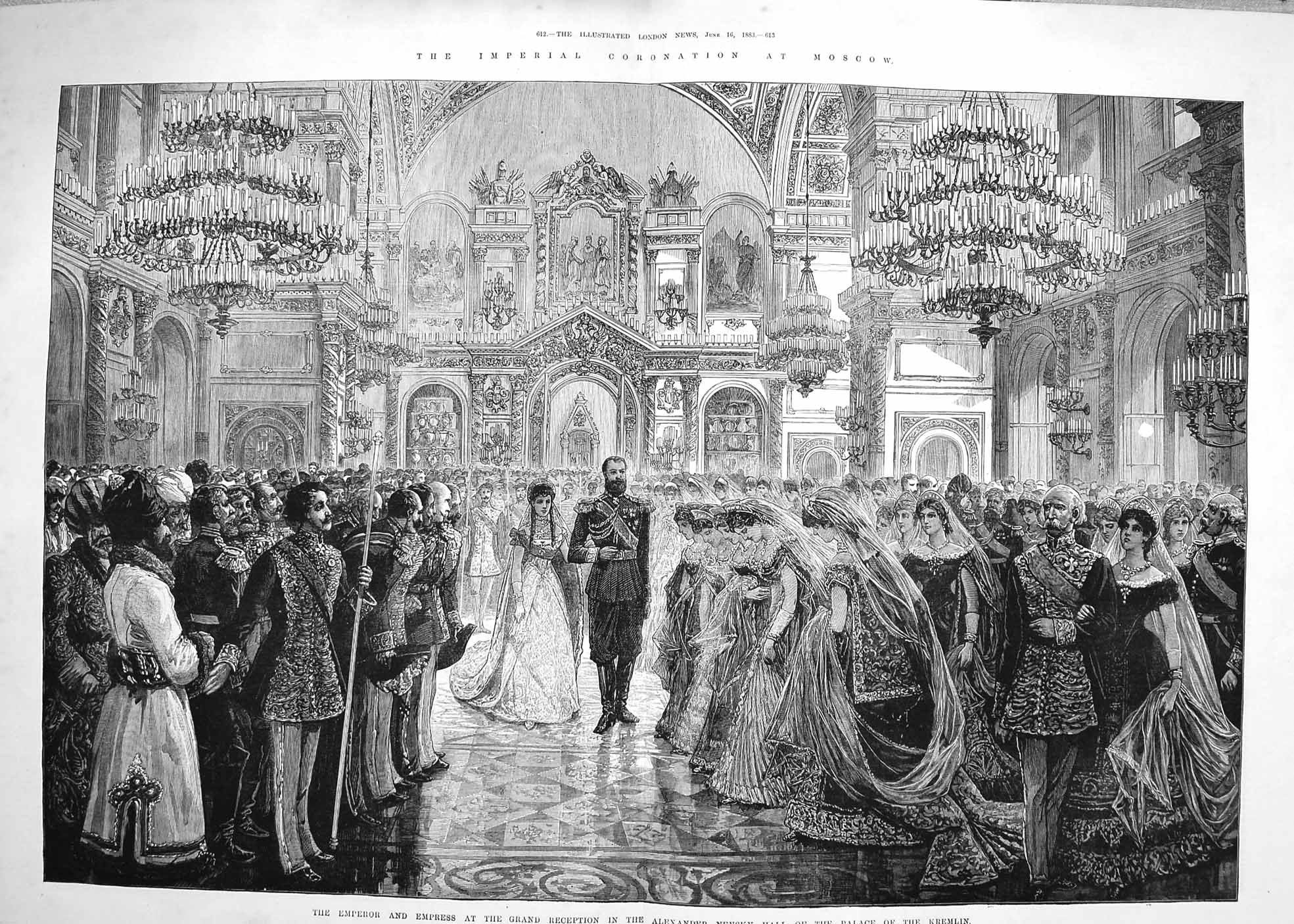 Antique Old Print 1883 Emperor Russia Coronation Alexander Nevsky Kremlin 19th