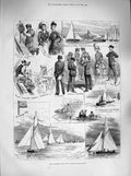 Original Old Antique Print 1883 Royal Thames Yacht Club Amateur Sailin Victorian