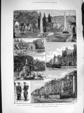 Original Old Antique Print 1883 Emperor Russia Marine Palace PeterhStables 19th