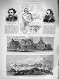 Original Old Antique Print 1883 Ecrehou Islets Alice Hospital Leigh Sid 19th
