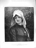 Original Old Antique Print 1883 Portrait Beautiful Girl Pheobe Gardner 19th