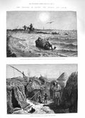 Old Antique Print 1883 Cholera Egypt Damietta Fishermen Fly Island Lake 19th