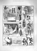 Antique Old Print *3356 1883 Garden Fete Chelsea Hospital Army Coffee Taverns