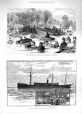 Old Antique Print 1883 Life-Saving Apparatus Serpentine Mail Ship Tartar 19th