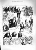 Original Old Antique Print 1883 Dinner Henry Irving St. James'S Hall Reeves