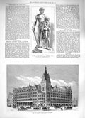 Original Old Antique Print 1883 Central Station Hotel Glasgow Shielding H 19th