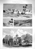 Old Antique Print 1883 Egypt Ruins Thebes Benwell Tower Bishop Newcastle 19th