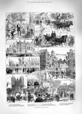 Original Old Antique Print 1883 Prince Wales York Lady Hawke Wilberforce School
