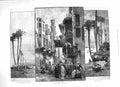 Old Antique Print 1883 Cairo Egypt Boatmen Cottages Bedouin Geb-El-Almar 19th