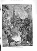 Old Antique Print 1883 Cholera Cairo Egpyt People Leaving Boulak Fine Art 19th