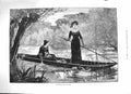 Original Old Antique Print 1883 Search Water Lillies Ladies River Boat Fine Art