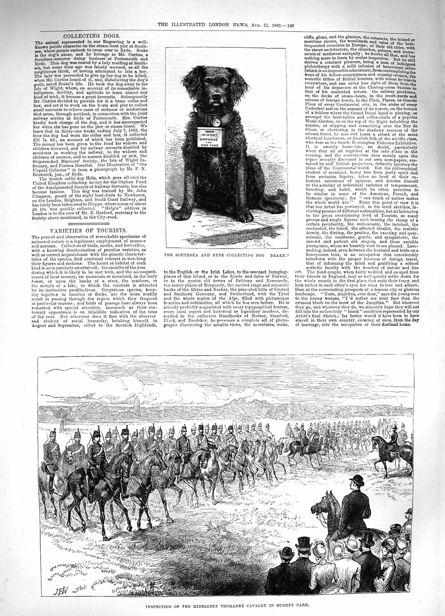 Old Antique Print 1883 Ryde Collecting Dog Brake Middlesex Yeomanry Park 19th