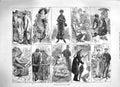 Original Old Antique Print 1883 Tourists French Busy Americans Bored Children