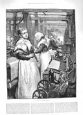 Original Old Antique Print 1883 Work Woollen Factory Textile Industr Victorian