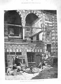 Original Old Antique Print 1883 Cholera Egypt Scene Courtyard House Cairo M 19th