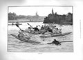 Original Old Antique Print 1883 Water Polo Men Rowing Boats Rive 19th